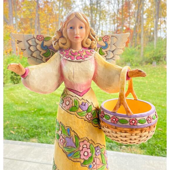 Jim Shore Angel Figurine Basket 21.5” Large Statue Stone Resin Sculpture Vtg '06 - Picture 3 of 16